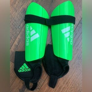 Adidas Neon Green Shin Guards with Black Straps ⚽️🍀
